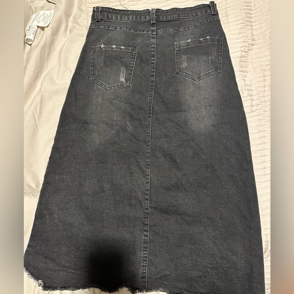 Black denim skirt